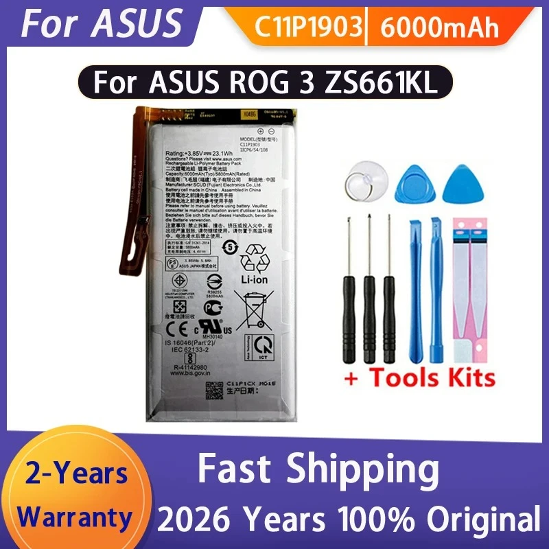 6000mAh 23.1Wh C11P1903 Phone Replacement Battery For ASUS ROG Phone 3 ROG3 ZS661KS Batteries Bateria Batterij High Quality