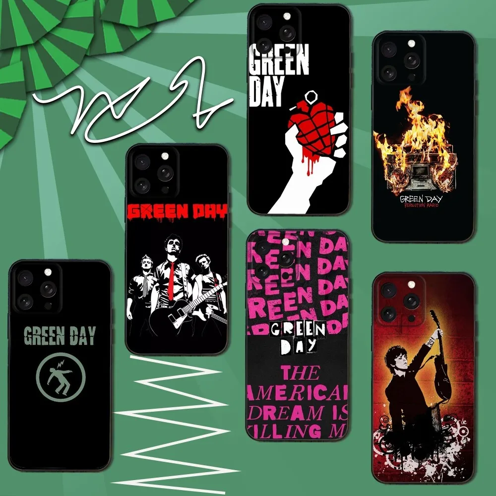 

G-Green Day Band Phone Case For iPhone 16e,16,15,14,13,12,11,Pro,X,XS,Max,XR,Plus,Mini Soft Black Cover