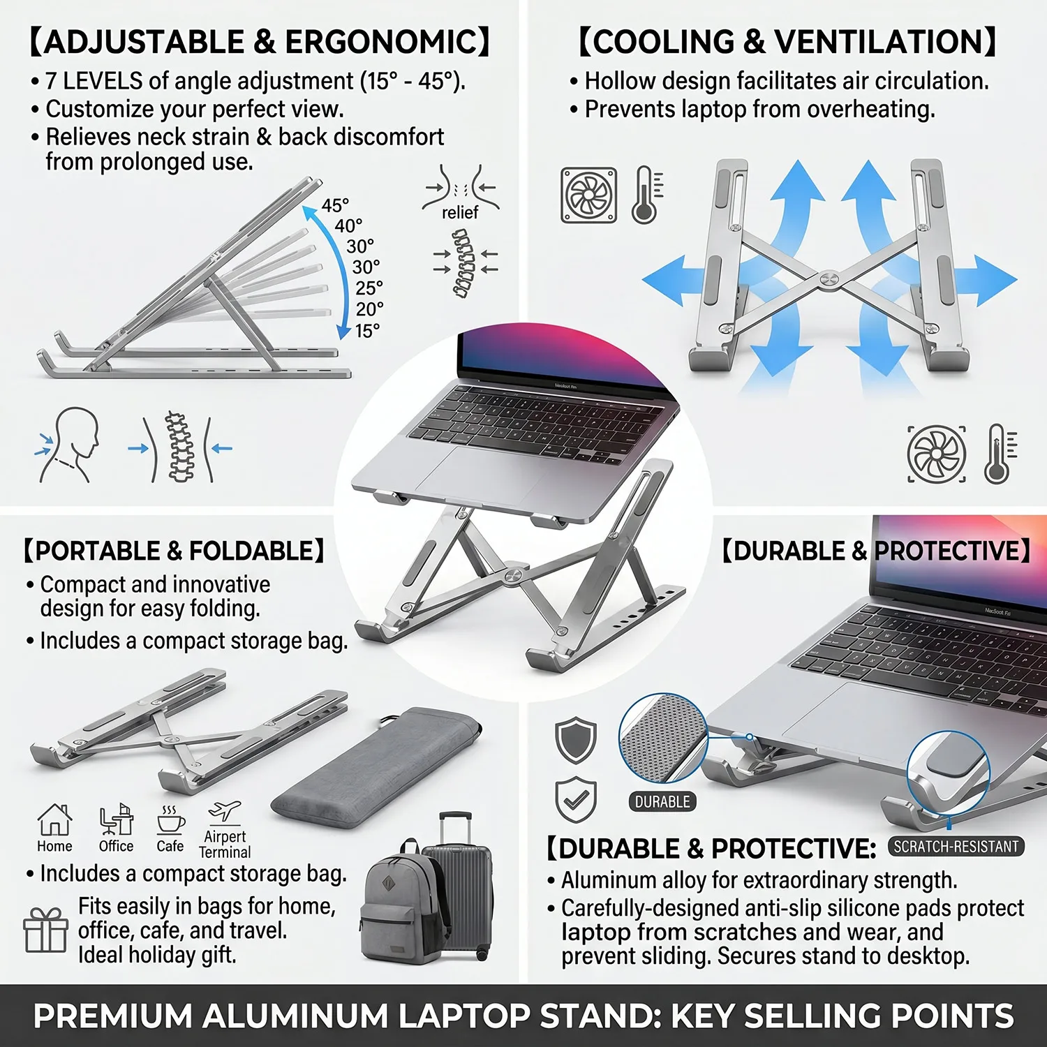 Adjustable Height Foldable Alu - Tablet Stand Adjustable Aluminum review and price
