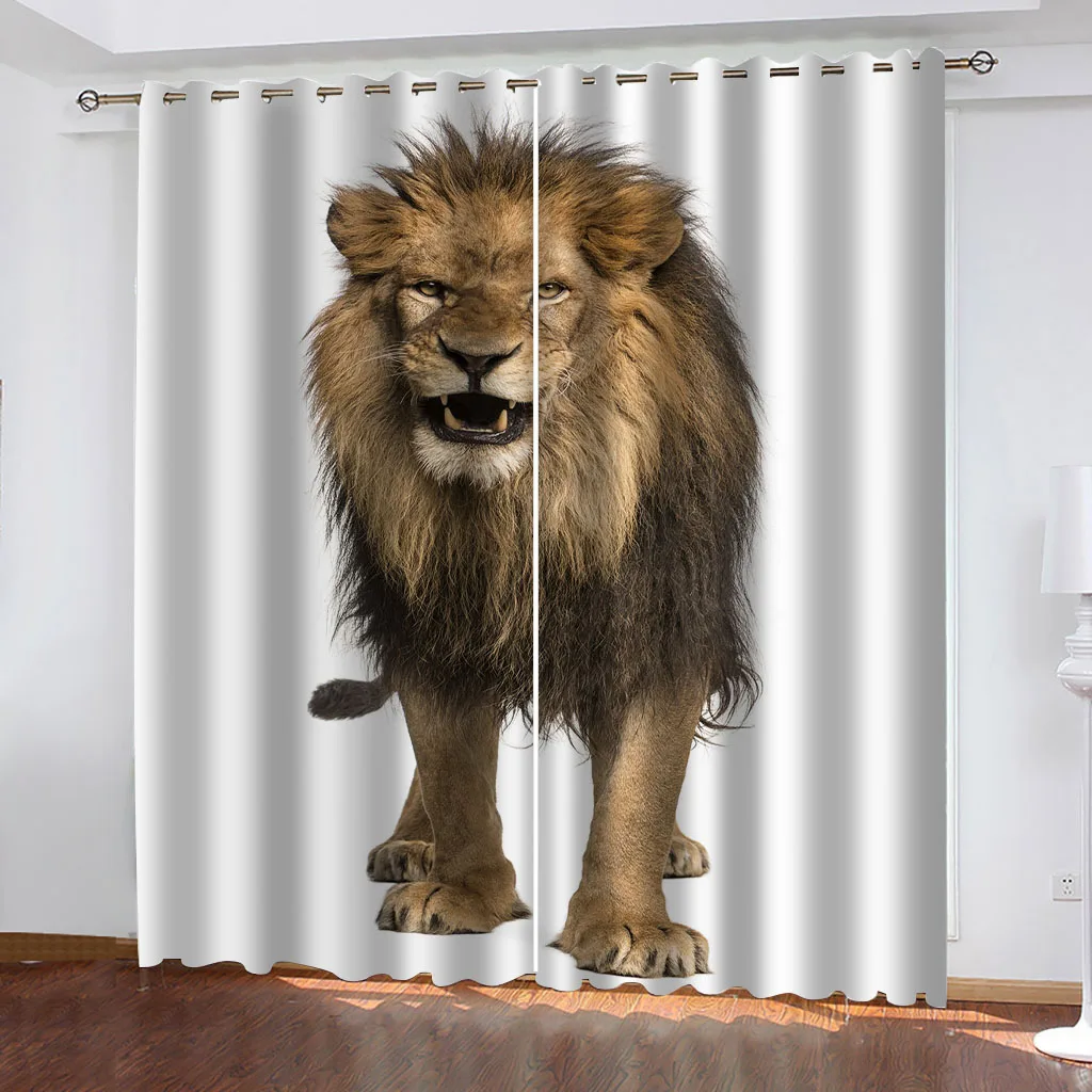 

HUANZHUANG Curtains For Bedroom African Animal Lion Luxury Window Curtains For Living Room Printed Curtain For Home Decor