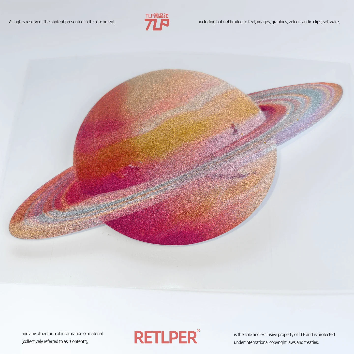 Retlper Reflective Car Sticker Original Planet Rings and Cosmic Dust Saturn Warm Color Waterproof Stickers
