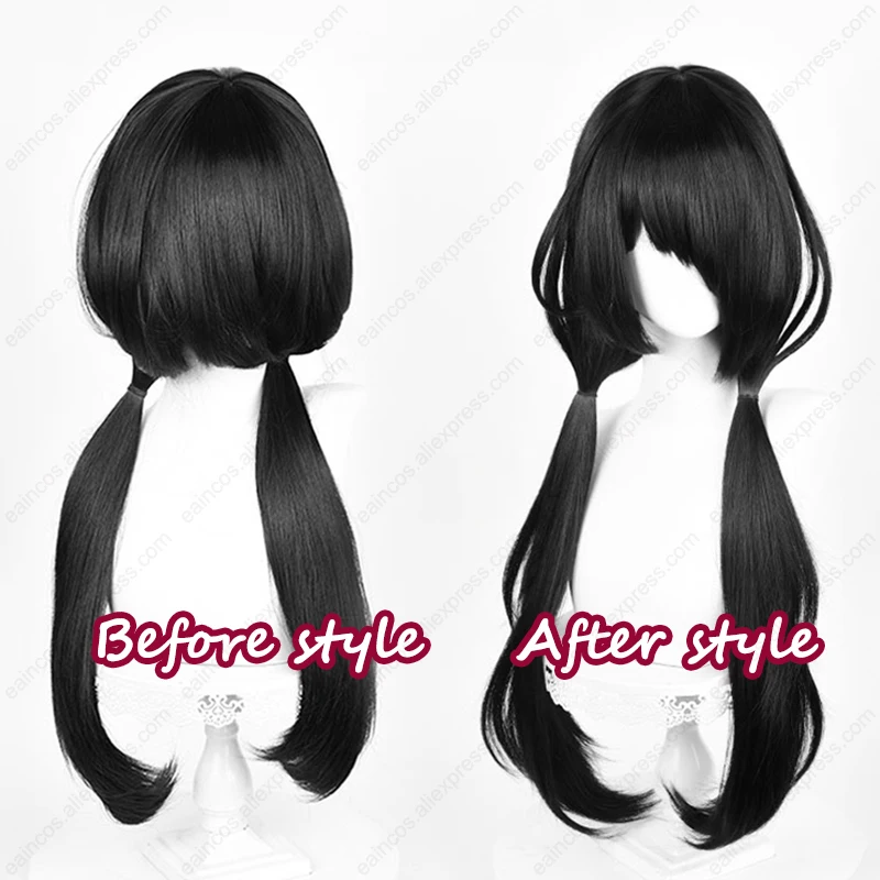 Kurumi Tokisaki Cosplay Wig 80cm Long Black Wigs Heat Resistant Synthetic Hair Halloween Role Play Wigs