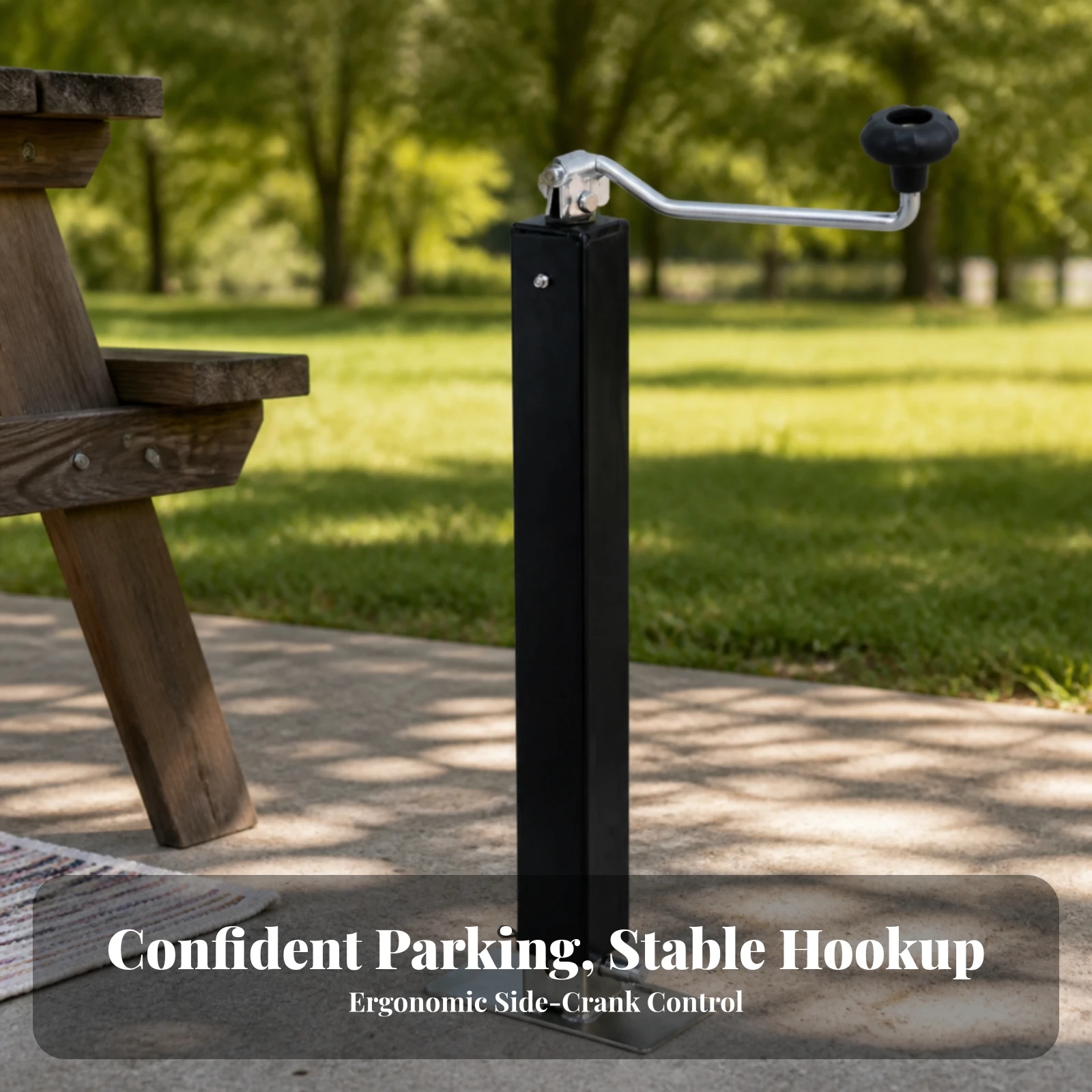Weld-on Trailer Jack Adjustable Support Leg with Base Plate Bottom Support Plate Stable Hardware Reliable for RV Owners