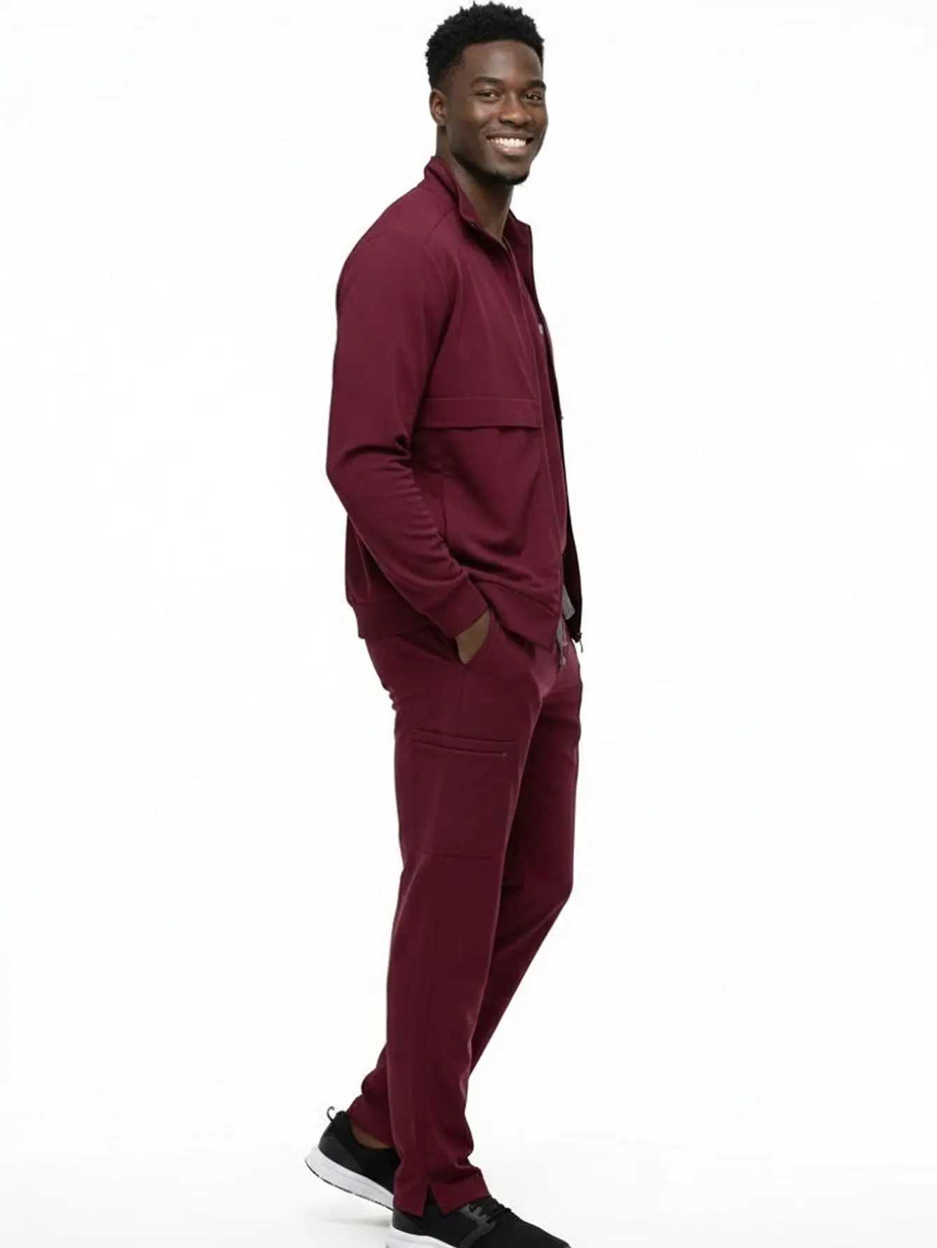 3-in-1 Uniform Bundle Warm Stretch Scrubs Set (Top/Joggers) + Long Lab Coat | Fluid-Resistant Clinical Laboratory Workwear