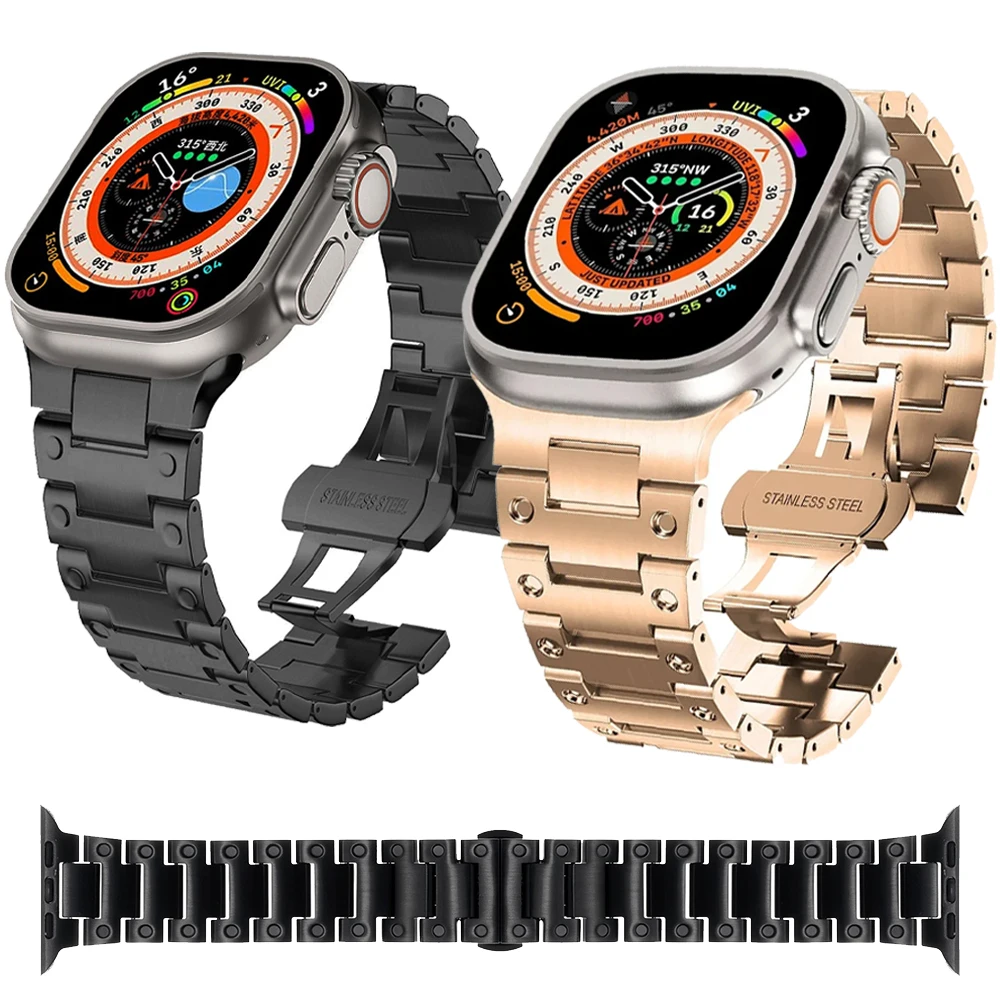 

Металлический ремешок для Apple Watch Ultra 3 2 1 49 мм/серия 11 10 46 мм 42 мм Модный браслет iWatch 9 8 7 6 5 SE 45 мм 44 мм 40 41 мм Ремешок