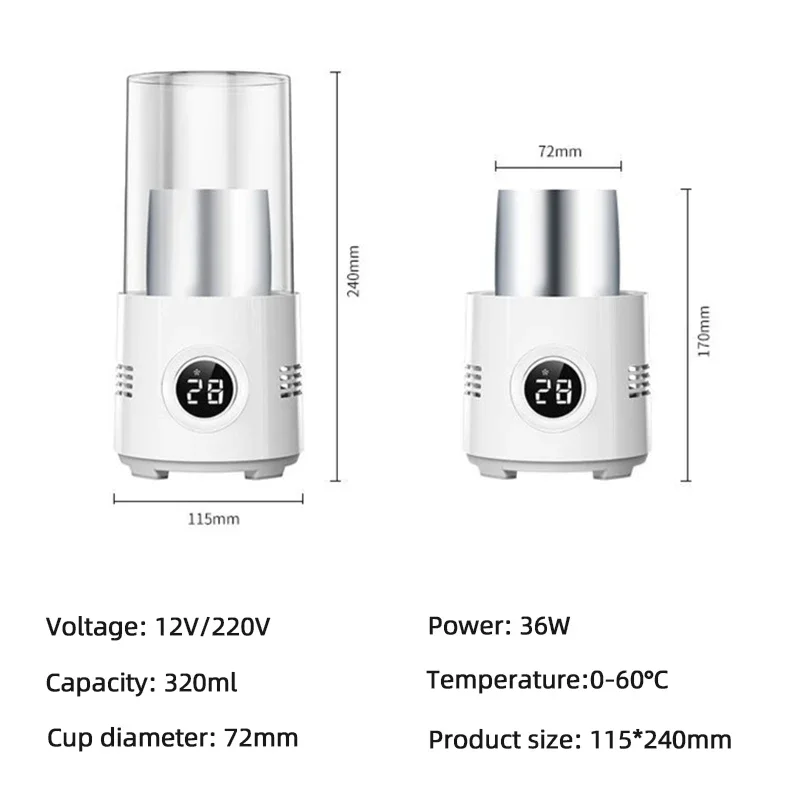 2 em 1 copo de resfriamento rápido refrigerador caneca de café mais quente para leite chá cerveja aquecimento elétrico copo de bebida de resfriamento para escritório em casa