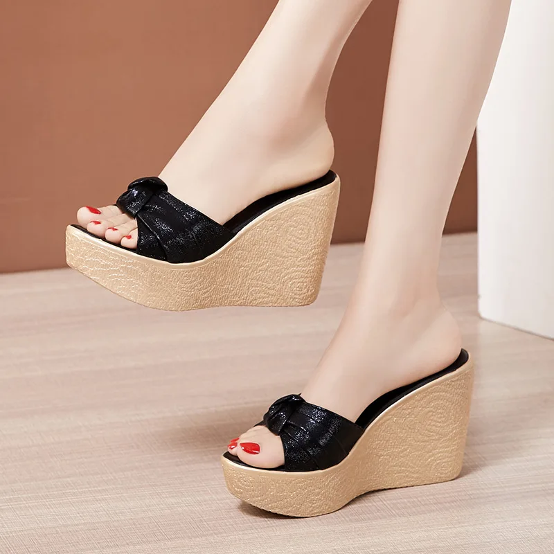 High quality summer sandals for women 11cm high heel new 2024 size 33 34  40 41 platform open toe elegant shoe black gold