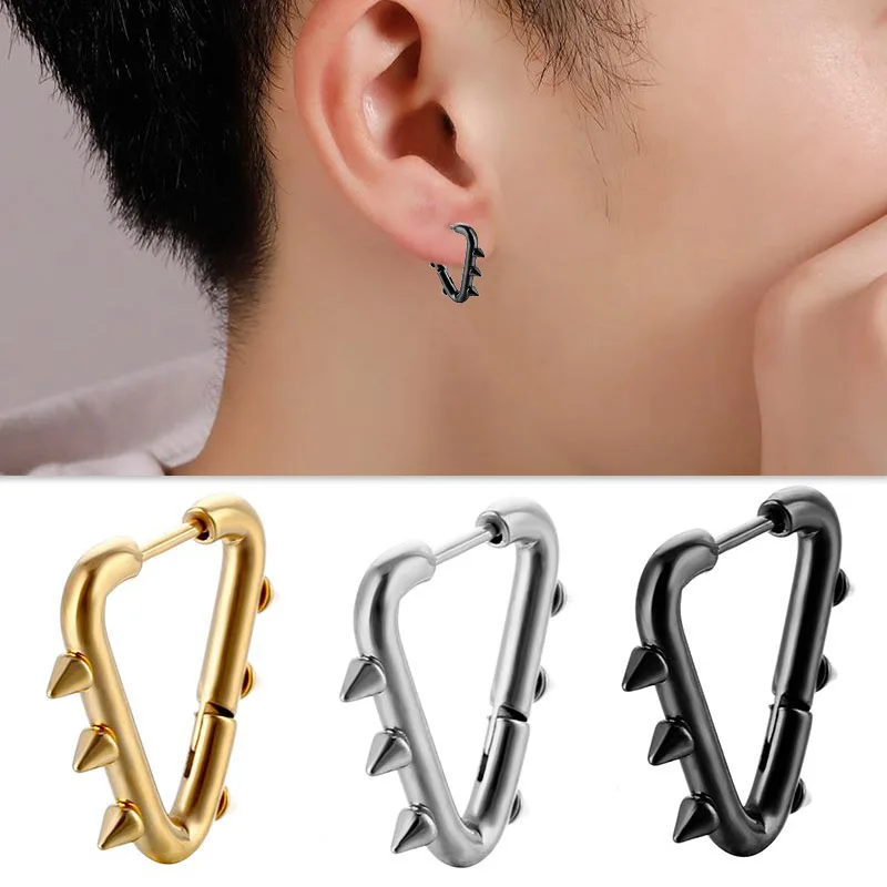 1Pair/2Pcs Punk Stainless Steel Spiky Thorn Stud Earrings For Women /Men No Pierced Ear Clips Funny Street Pop Hip Hop Jewelry