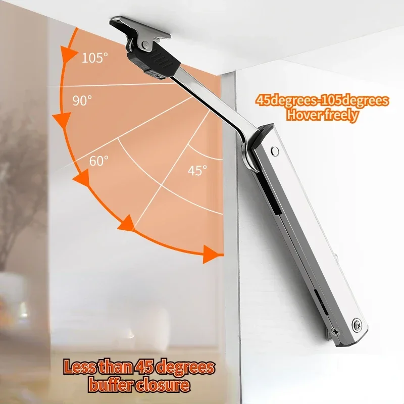Adjustable Gas Strut Piston for Upward Opening Doors - Anytime Stop Cabinet Door Hydraulic Cylinder for Wardrobe and Furniture
