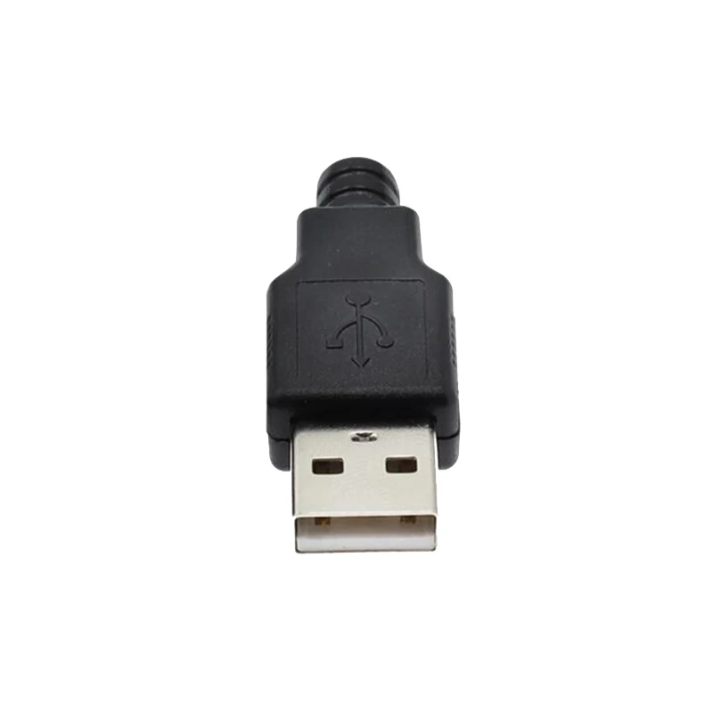 2.0 USB Type A Male 2.0 USB Socket Connector With Black Plastic Cover Solder Type 4 Pin Plug DIY Connector