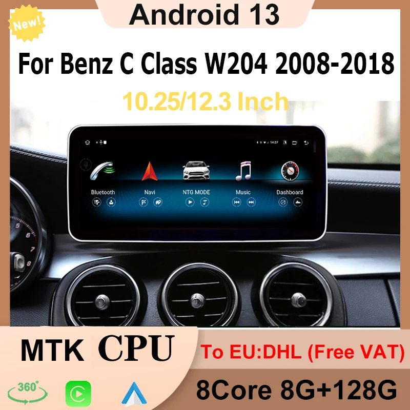 Android13 For Mercedes Benz C/V Class W204 W205 GLC X253 W446 Multimedia Video Player Carplay Auto 8Core Car Radio Stereo GPS 4G