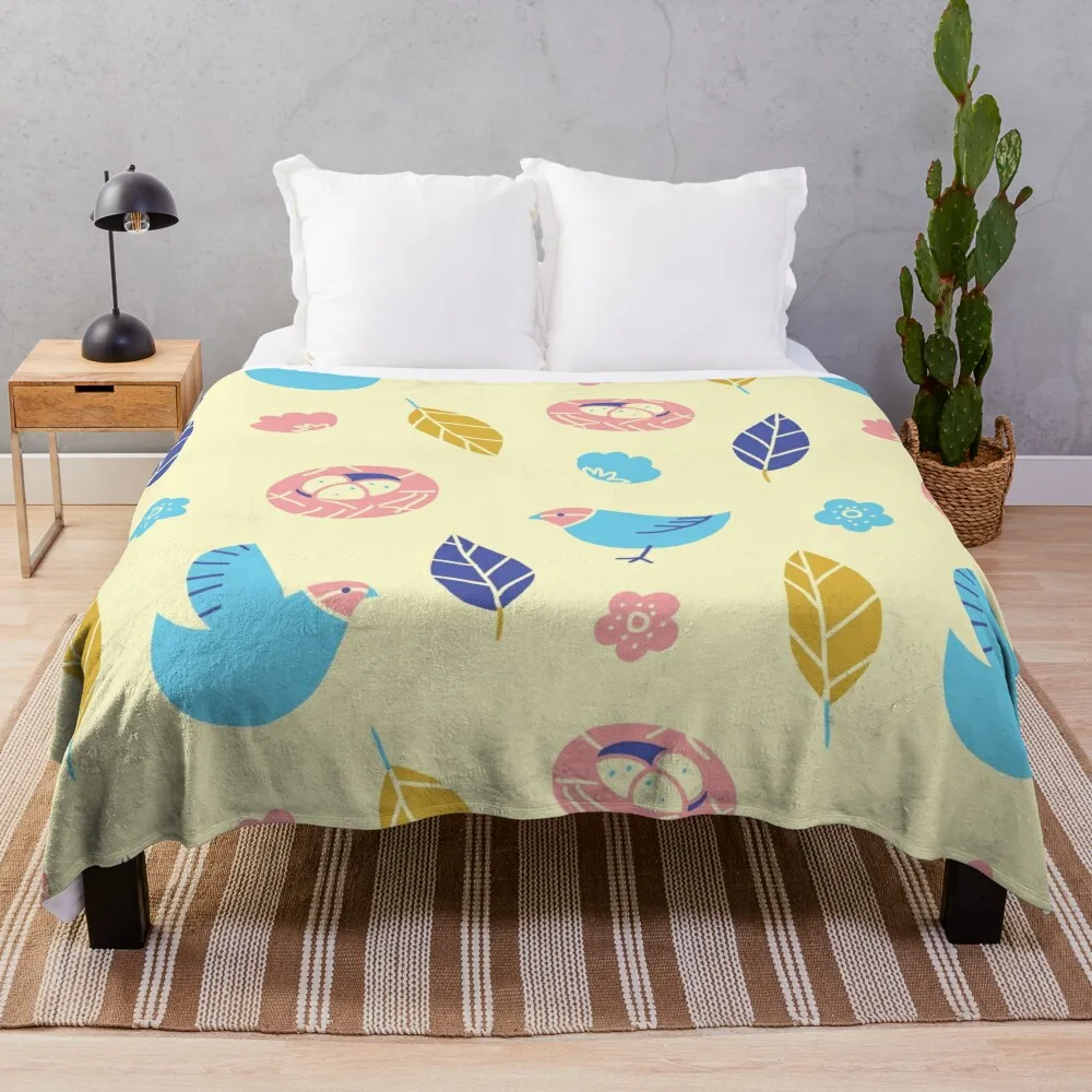 

Birds, Nests and Blossom Throw Blanket cosplay anime Flannel Blankets For Sofas Plaid on the sofa Blankets