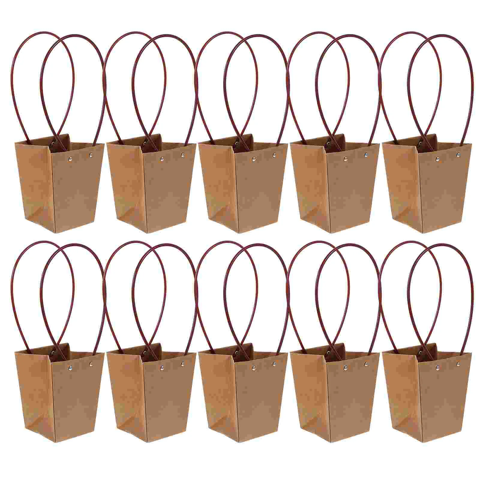 Kraft Paper Bag Portable Flower Potted Plant Packaging Arrangement 10pcs Bags for Flowers