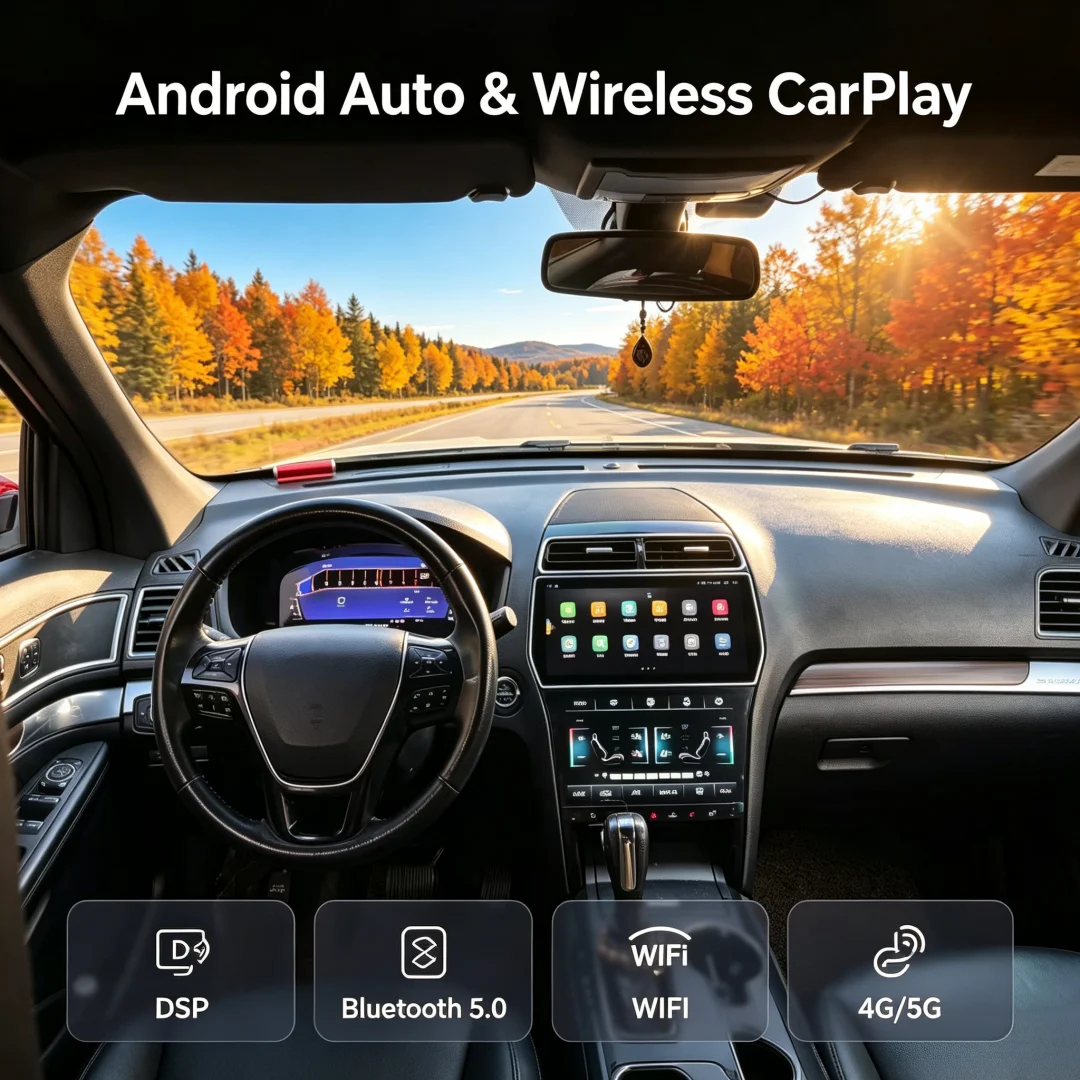 Android 14 12.3 +10 inch Dual Screen For Ford Explorer 2011-2019 Wireless CarPlay Radio GPS Navi Multimedia Bluetooth Head Unit