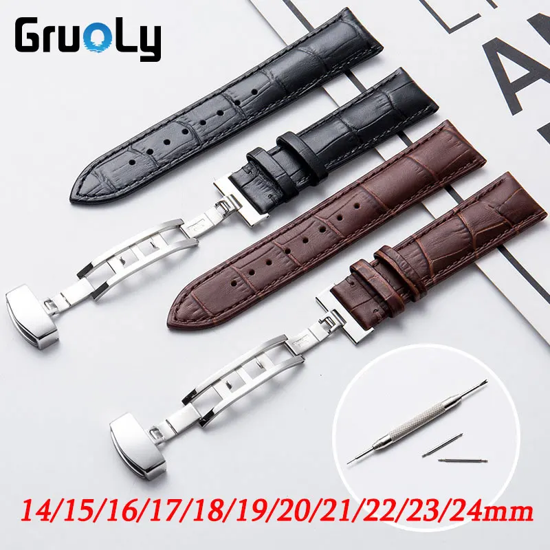 Ремешок для часов из телячьей кожи, 14 мм, 15 мм, 16 мм, 17 мм, 18 мм, 19 мм, 20 мм, 21 мм, 22 мм, 23 мм, 24 мм, универсальный ремешок на запястье, пряжка для ремня