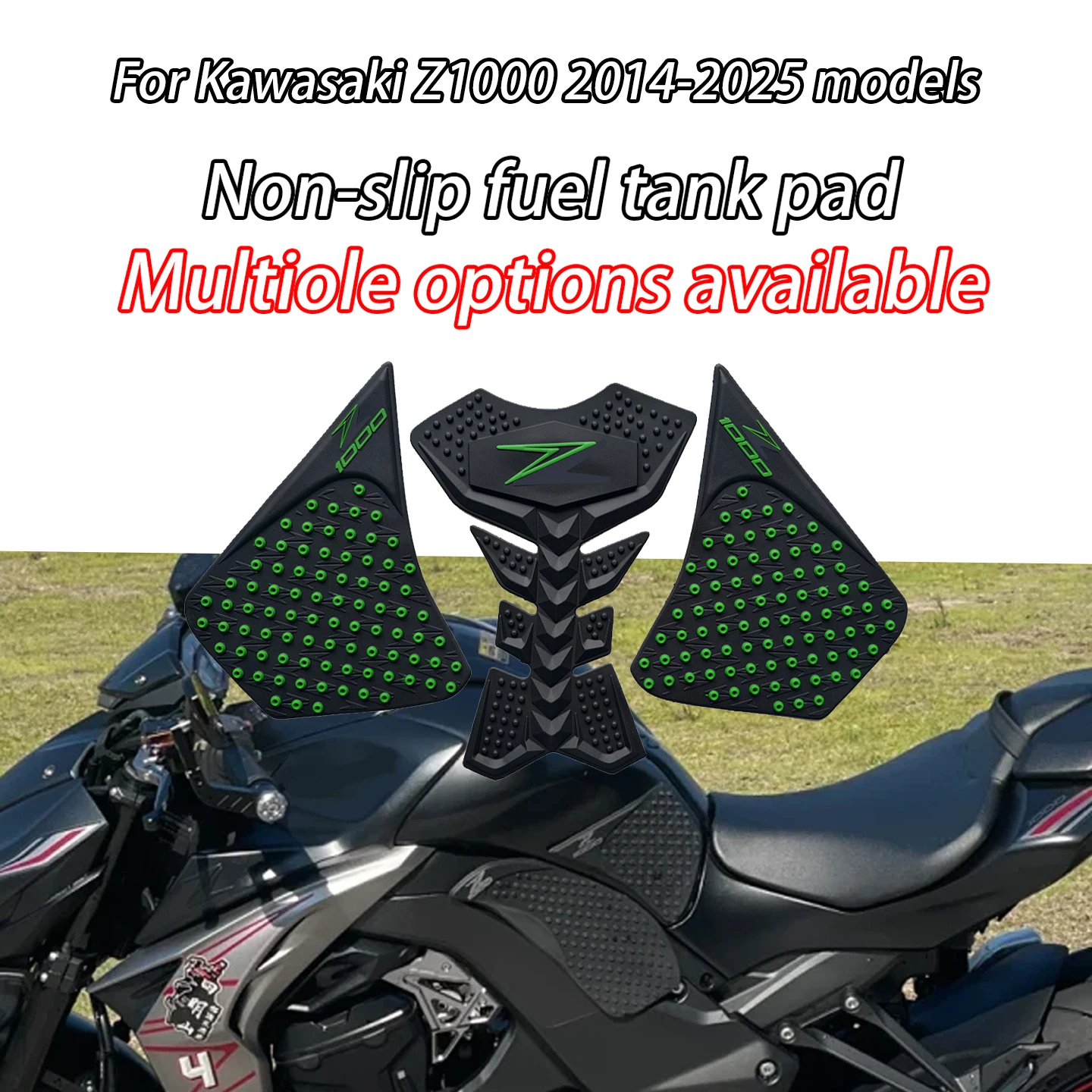 Compatible with Kawasaki Z1000 Z 2014-2025 Motorcycle Tank Stickers Rubber 3D Non-Slip Pad Knee Pad Tank Side Stickers Tank Grip