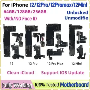 Bilashmart 100% Working Unlocked iPhone 12 mini motherboard Clean iCloud Mainboard With/NO Face ID iphone 12 Pro max Logic board