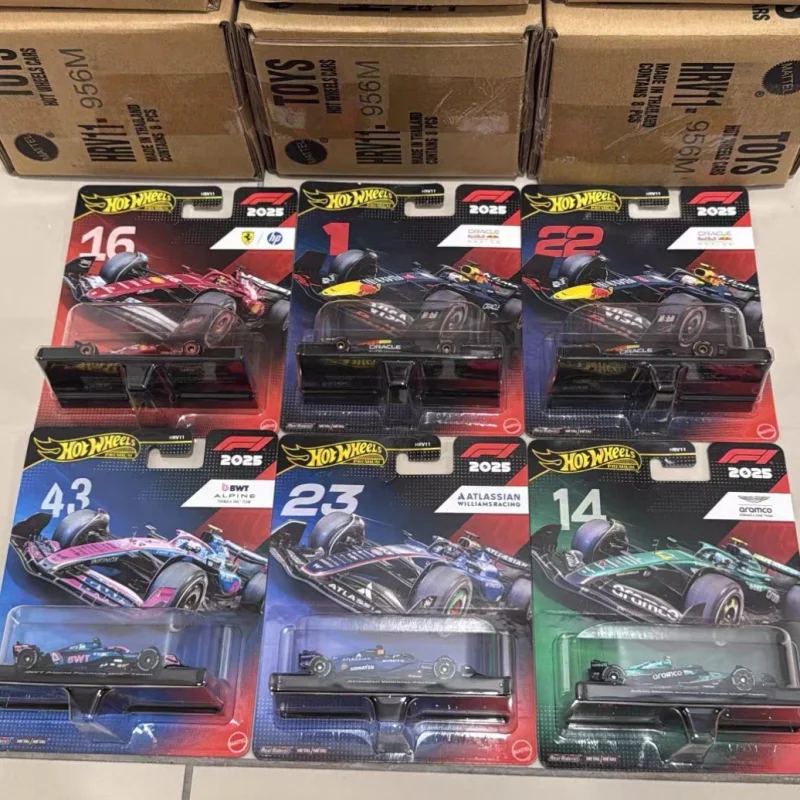 Original Hot Wheels Premium F1 Racing Car Gold Label Car Model Collection Diecast Ferrari Team Mclaren Mercedes Toy Car Gift Box
