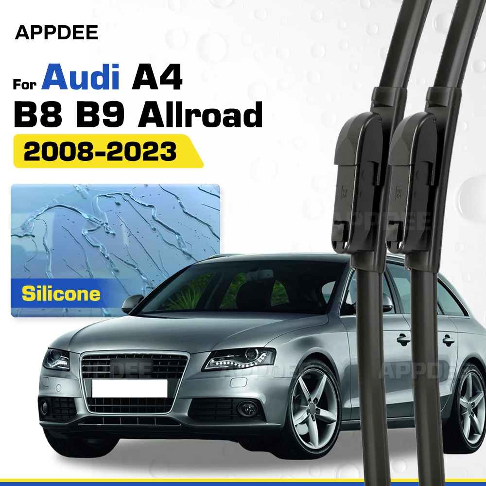 Silicone & Rubber LHD&RHD Front Wiper Blades Set For Audi A4 B8 B9 Allroad 2008-2023 Coated Windshield Windscreen Window Brushes