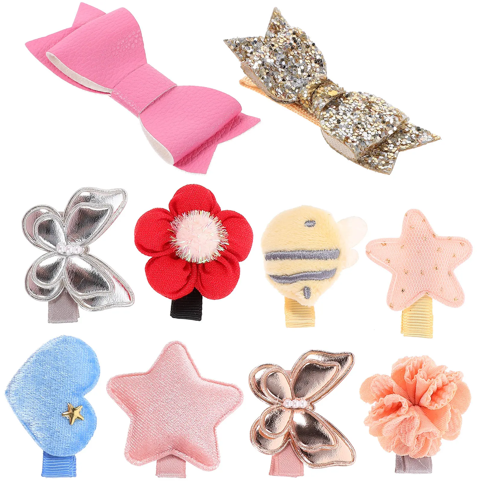 

10Pcs Flower Butterfly Bow Hair Clips Cute Girl Hair Accessories for Toddlers Little Girls Party Daily Wear Secure Non-Slip