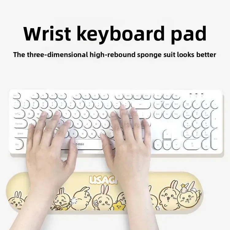 Anime Chiikawa Usagi Kawaii Ergonomic Wrist Rest Mouse Pad Non Slip Desk Mat Laptop Keyboard Support Office Set For Women Cute view 5