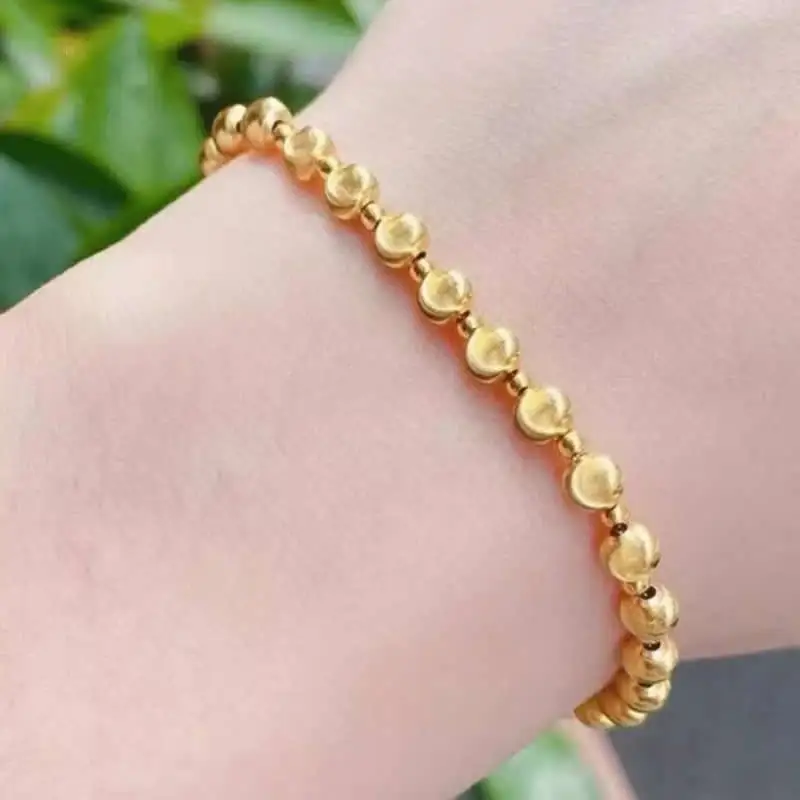 New AU750 Gold Bracelet 18K Yellow Gold Beads Bracelet 1pcs