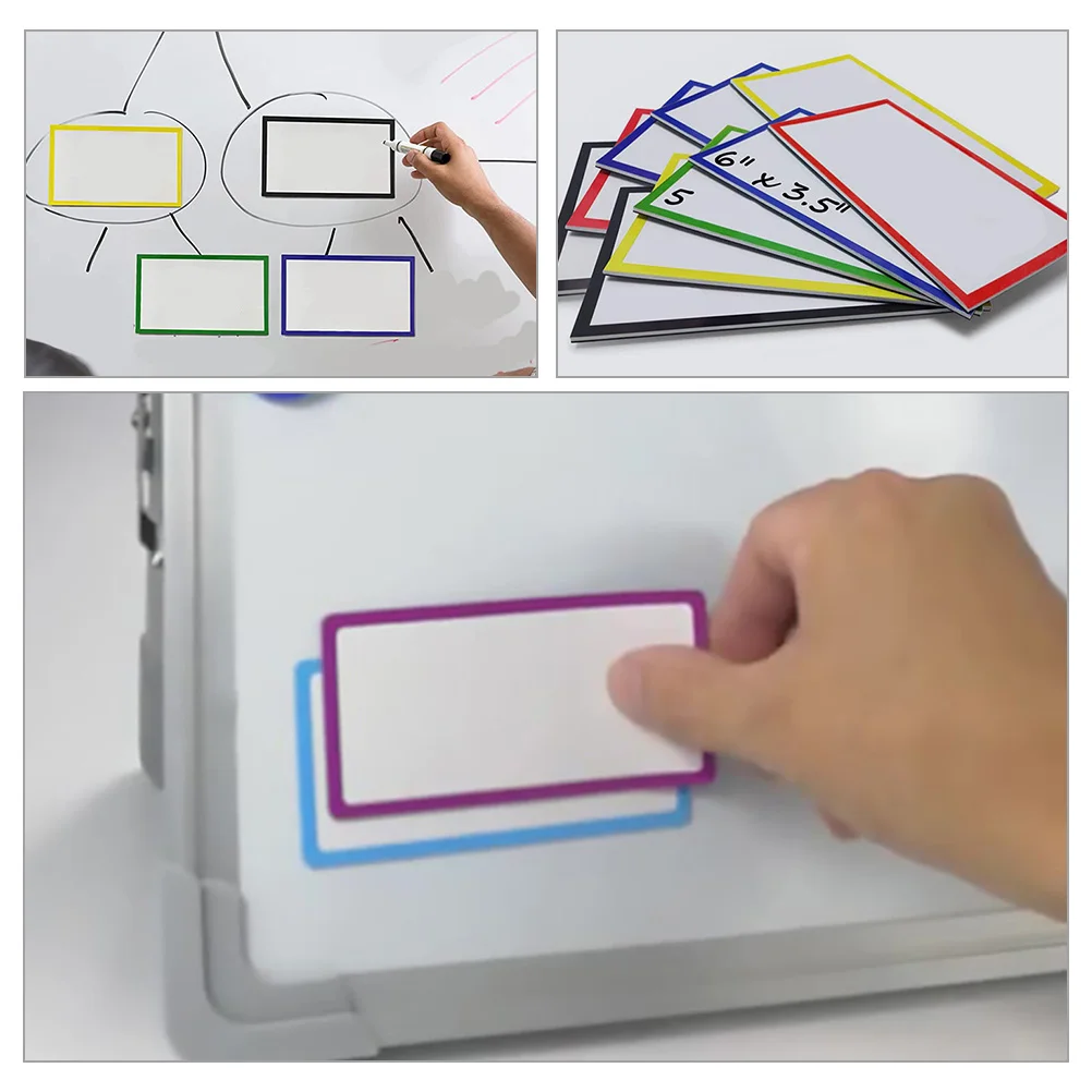 

16pcs Magnetic Name Tags PET Material Writable 8x4cm Multi-color Dry Erase Labels Fridge File Shelf Home Office Use Stickers