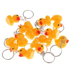 12pcs/Set Cute Yellow Duck Doll Figures Keychain Bag/Purse Keyring Pendant Car Auto Hanging Ornament