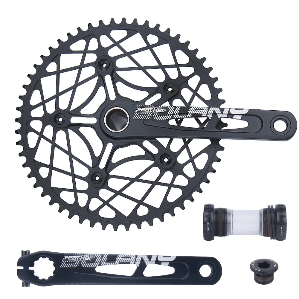 BOLANY-Integrated Hollow Crankset/Platter, Positive and Negative Aluminum Crank Set, Ceramic BB, 170mm, 54 T, 56 T, 58T image 4