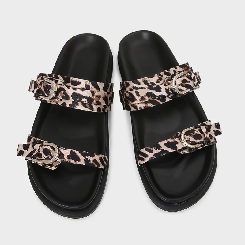 2025 Women's Summer Shoes Casual Platform Leopard Print Outside Beach Shoes for Ladies Open Toe Plus Size Fashion Footwear image 2