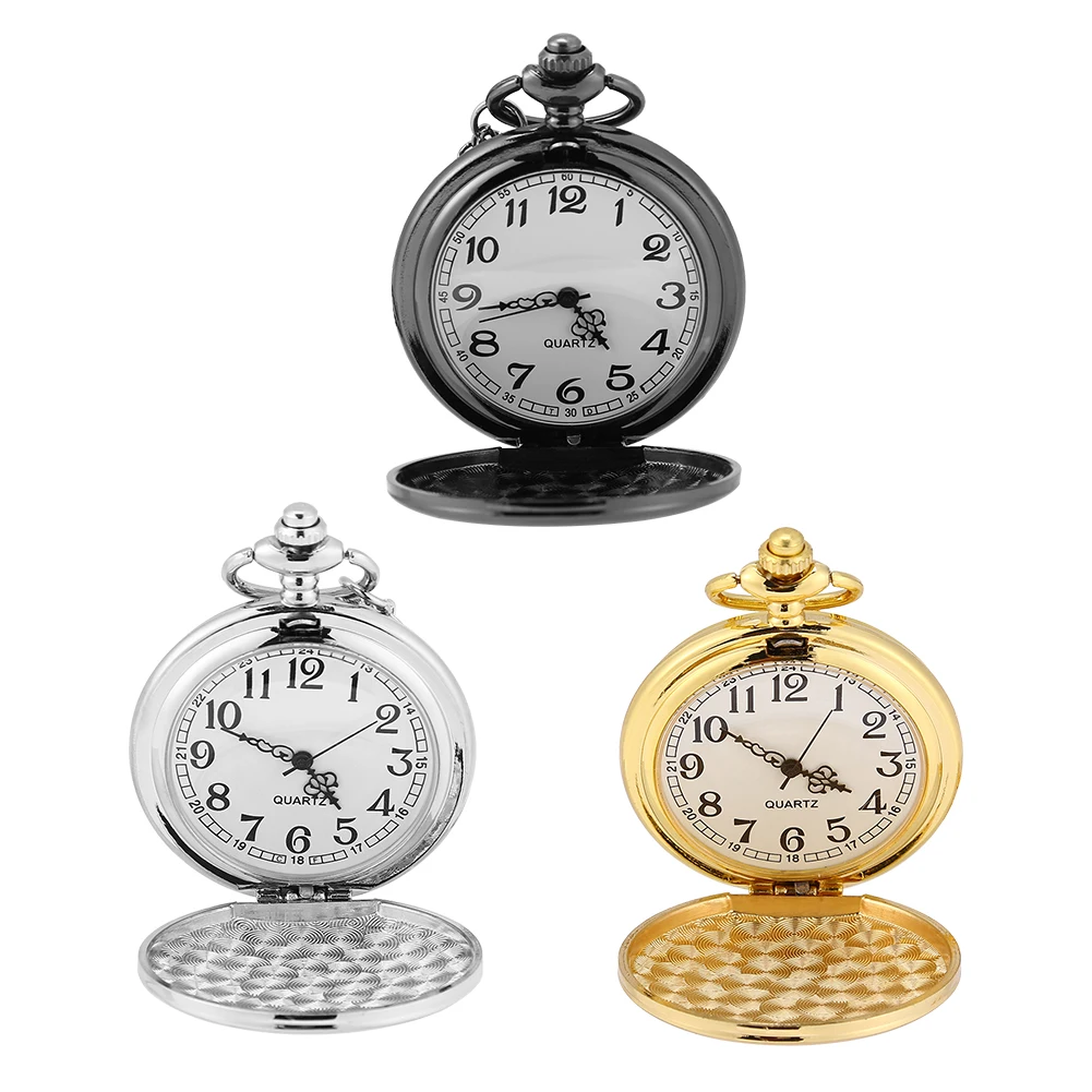 

Аналоговые часы, 3 цвета, классические кварцевые аналоговые гладкие часы, ожерелье, кулон с цепочкой, классические часы