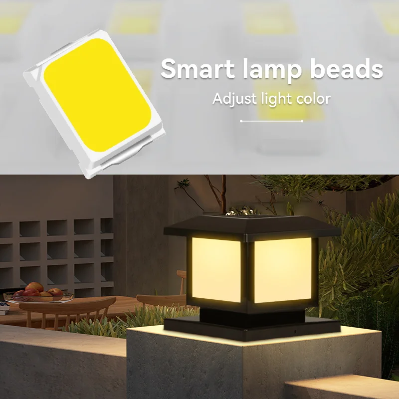 Imagem -05 - Led Solar Pillar Light com Controle Remoto Luzes Impermeáveis Lâmpada de Decoração ao ar Livre Luz Solar do Jardim Cerca e Caminho