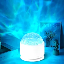 USB Powered Aurora & Water Ripple Projector Light Color Changing Rotating Starry Sky Night Light with Remote Control for Bedroom