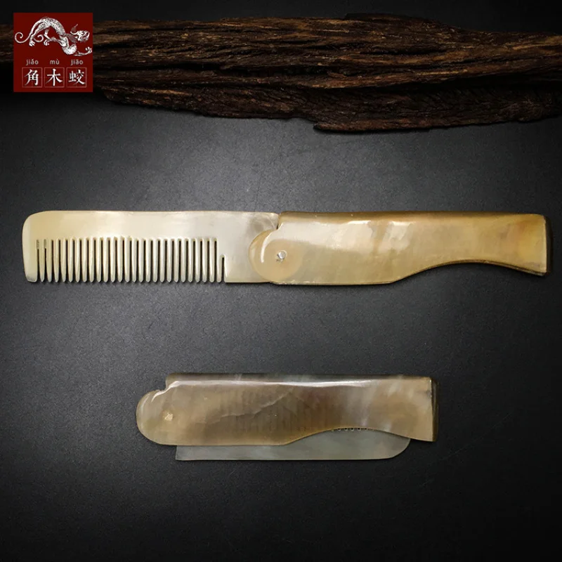 Small made of hornwood and yak horn, travel folding comb for street stall promotion