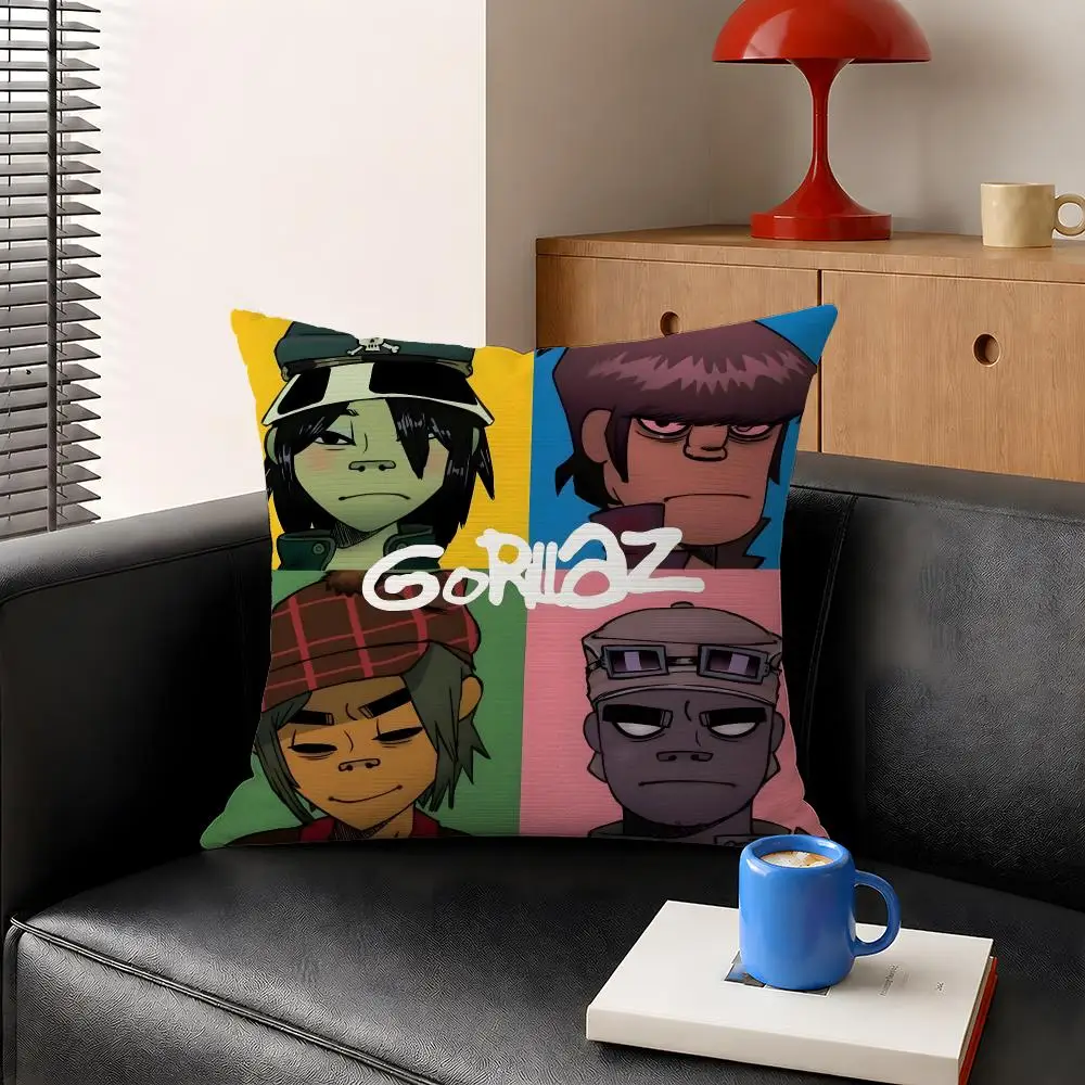 Cartoon Gorillaz Demon Days Cushion Cover Decorative Pillowcase Soft Short Plush Cozy Durable Sofa Home Decor Items Gift