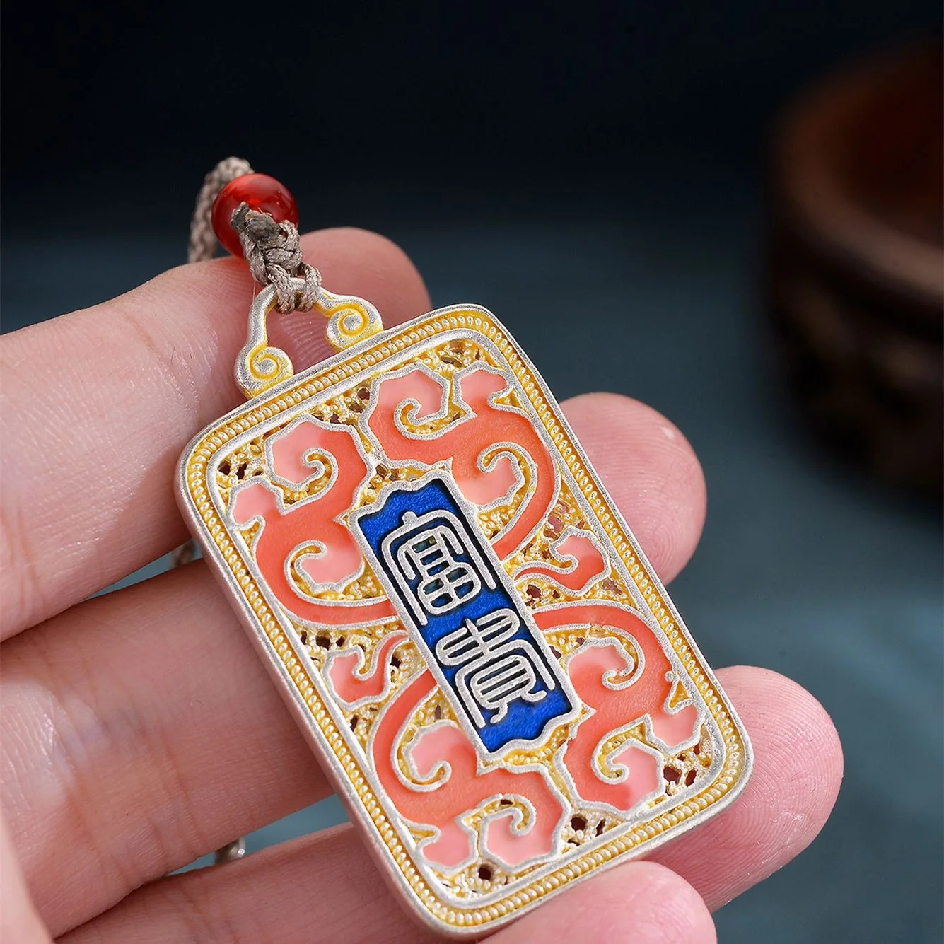 Ethnic Style Ruyi Auspicious Clouds Necklace Men Jewelry Blessing Wealth And Honor Card Pendant Women Choker Accessories