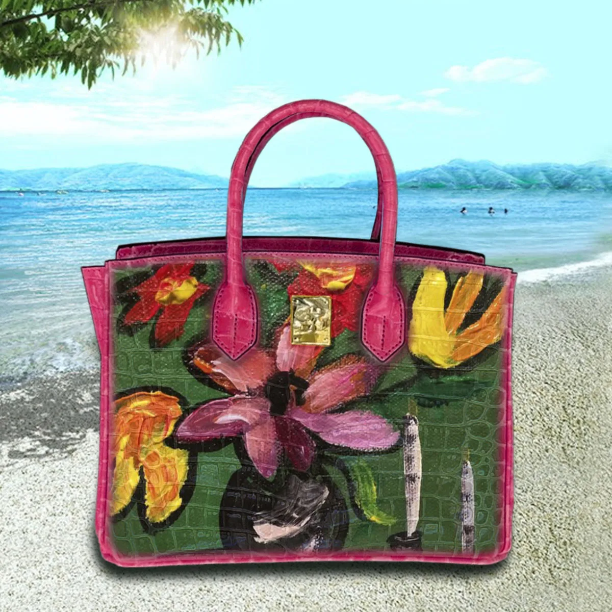 

Ladies Hand Blooming flowers of different colors Bag Female Carteras Para Mujer De Moda Originales Genuine Crocodile Leather New