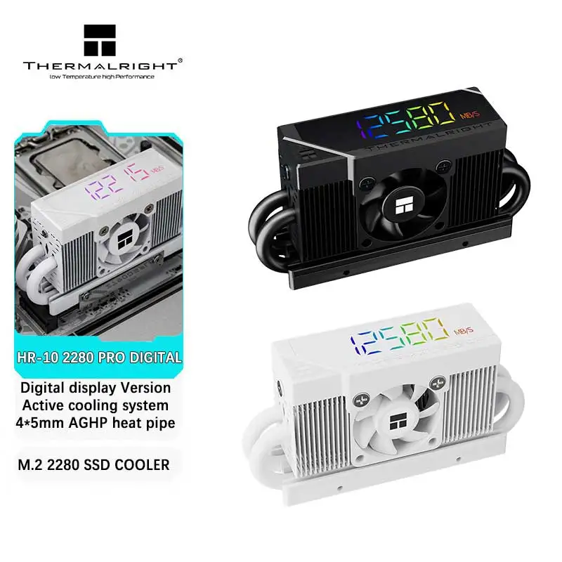 Thermalright HR-10 2280 PRO Digital display version 4 units*5mm heatpipe AGHP heat pipe M.2 SSD Active cooling system