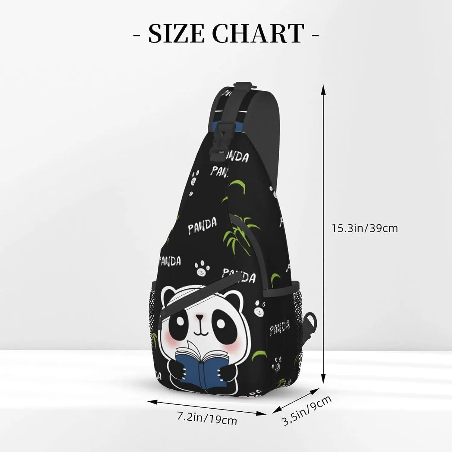 Cartoon Panda Bamboo Sling Bags Shoulder Backpack Crossbody Men Women Gym Climbing Runners Cycling Travel One Size