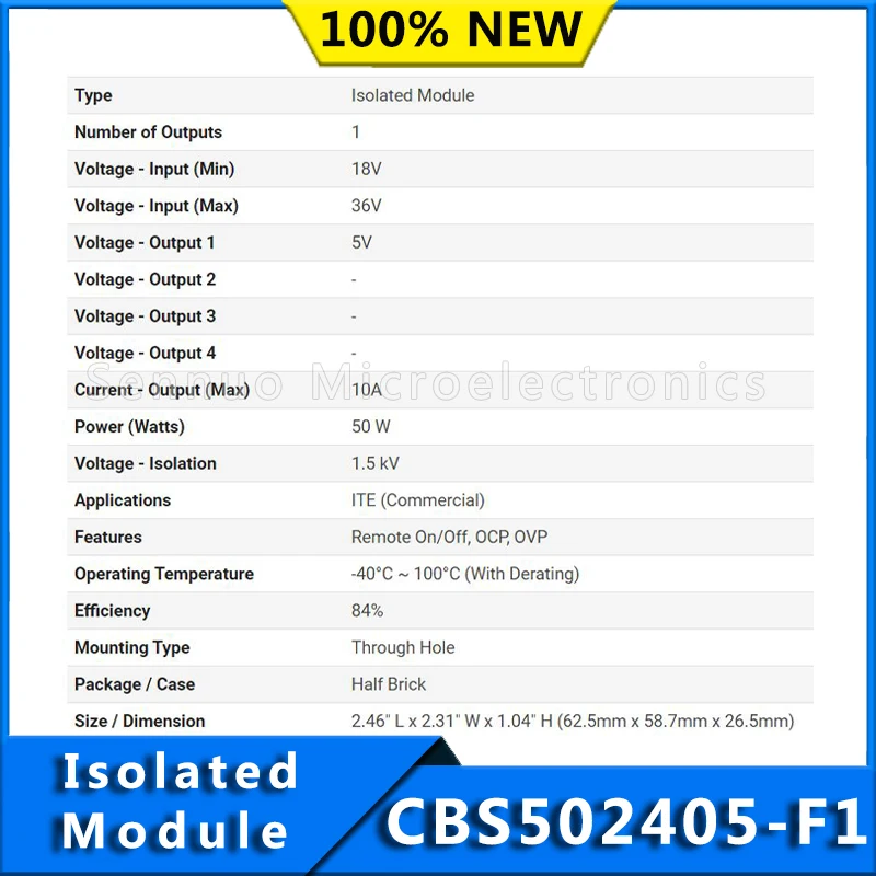 CBS502405-F1 New Original Isolation Module DC DC Converter 1 Output 5V 50W 10A 18V - 36V Input