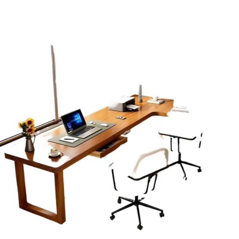 Solid wood corner desk log antique office computer desk L-shaped 7 corner bedroom study double long table