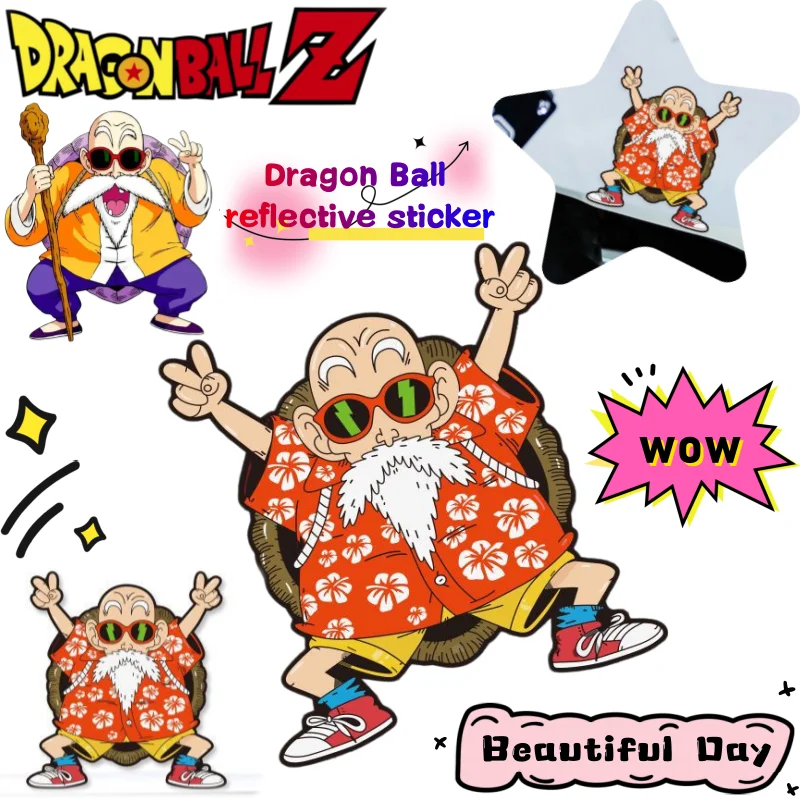 Autocollant réfléchissant Dragon Ball Master Roshi, autocollant imperméable imprimé de dessins animés à haute valeur chromatique pour voiture, bouchon de réservoir de carburant personnalisé