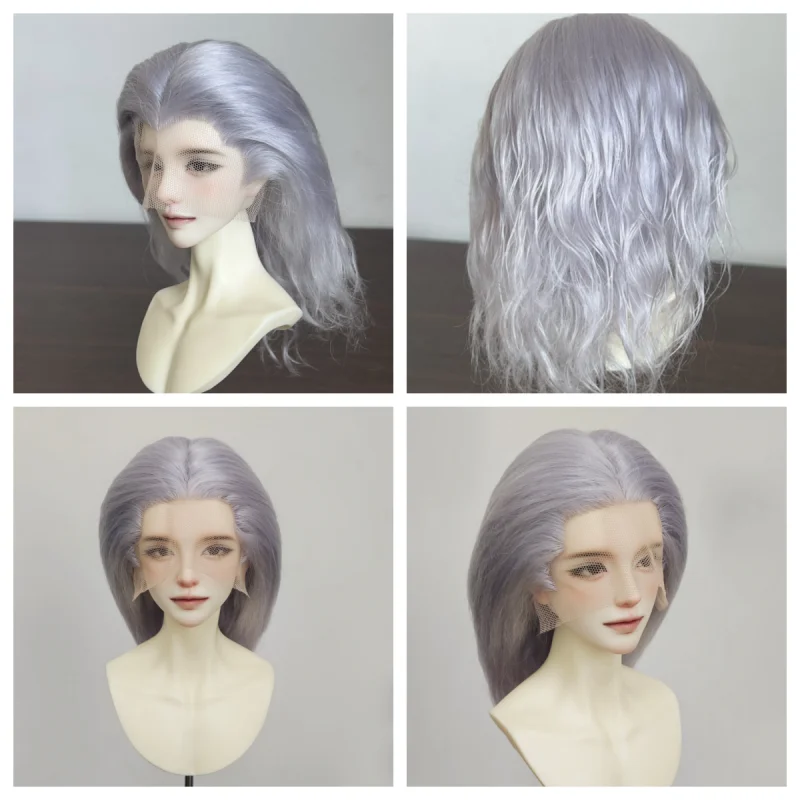 BJD Wigs Long Curly Hair for 1/3 Dolls Mohair Wigs Doll Gray-blue Hair