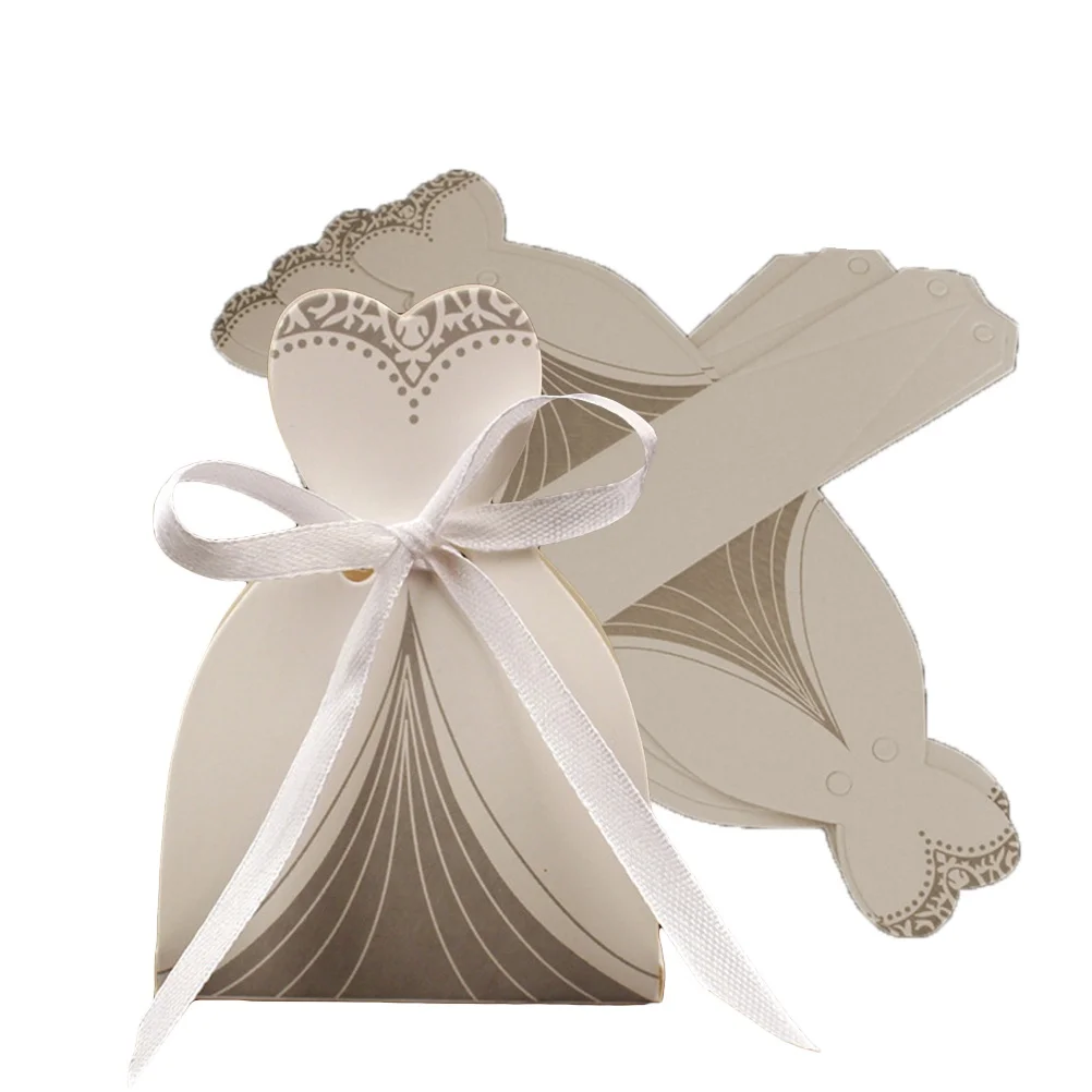

50pcs Choclolate Boxes Foldable Bride Choclolate Packaging Small Shower European Style Gift Boxes Wedding Party