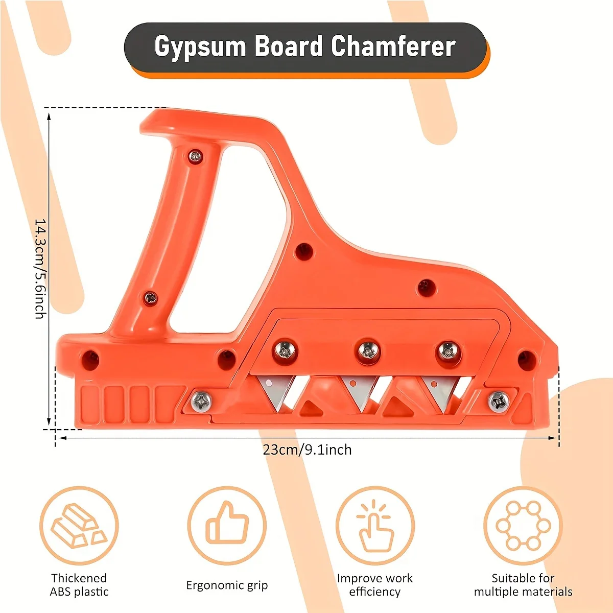 Precise 45°/60° Gypsum Board Chamferer,Plasterboard Fast Cutter Blade 10pcs Plastic Plasterboard Edger Drywall Edge Hand Cutting