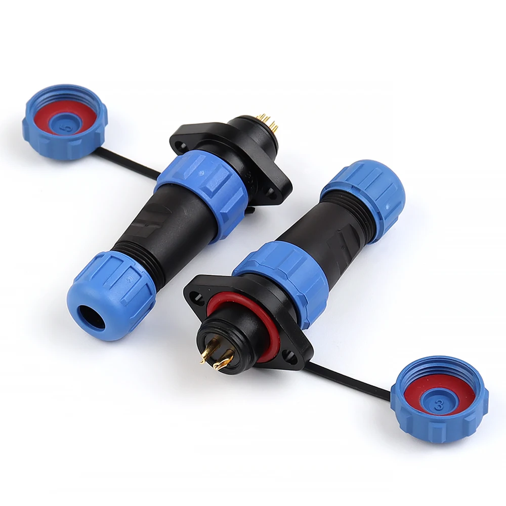 SP13 IP68 Aviation Waterproof Connector Flange Male Female Plug Socket Welding Type 2/3/4/5/6/7/9Pin Electrical Cable Connection