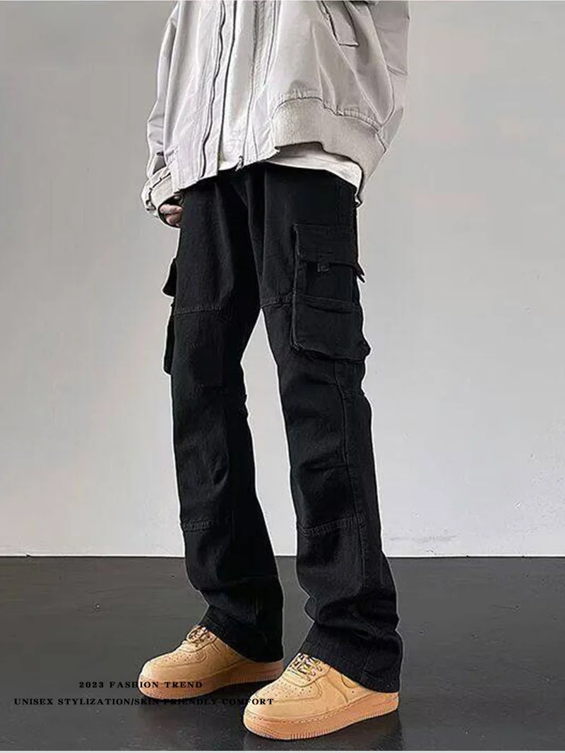 

Bla American Sle Cleanfit Workwear Pants Men's Multi-ket Flared Slimming Straight Leg Trousers Youth Faion Jeans