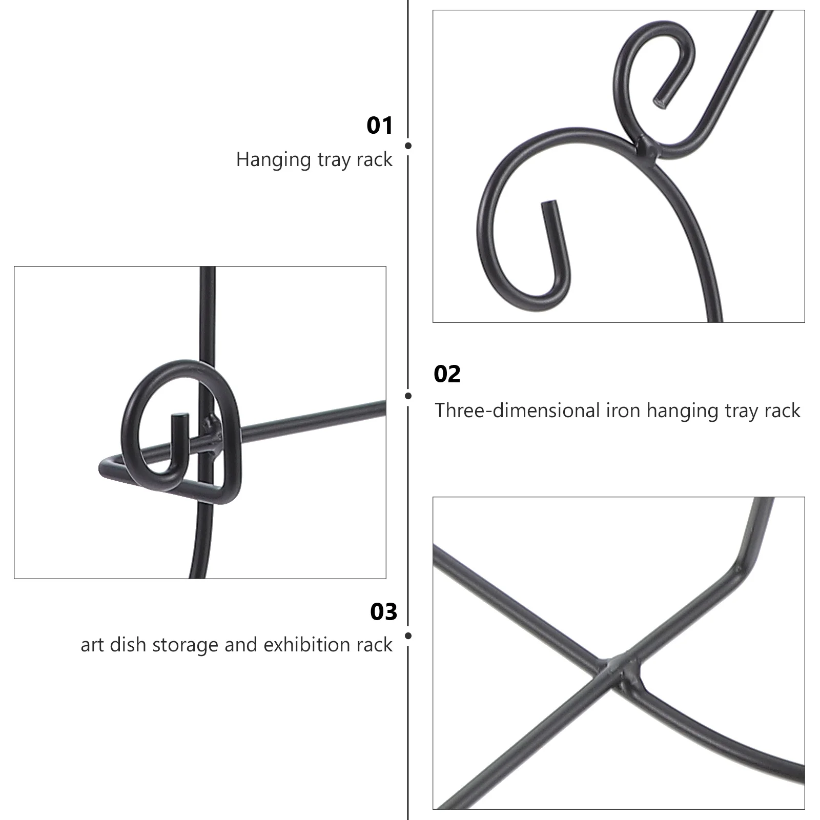 

1 set Iron Wall Display Rack 41x25.5CM Wrought Iron Hanging Shelf Sturdy Metal Bracket Storage Home Decor Plate Hanger Artwork