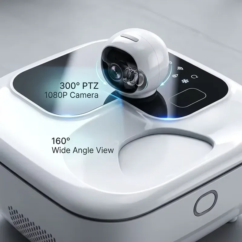 Smart Pet Feeder with 300 Degree Rotating Camera and 5G WiFi PTZ Monitoring Automatic Food Dispenser for Dogs Cats Small