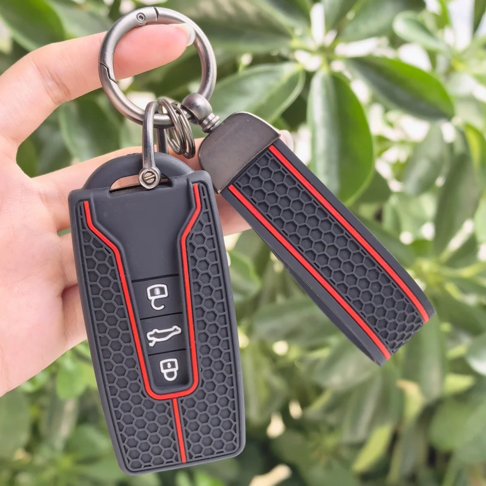 

High Quality Soft Silicone Car Key Case Cover for VW Volkswagen Touareg 2019-2026 Shell Fob Ring Keychain Protector